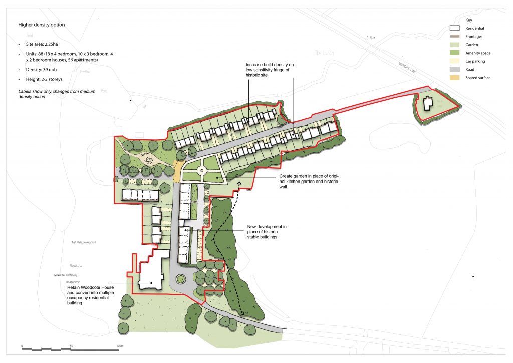 A map of the high density option for Woodcote